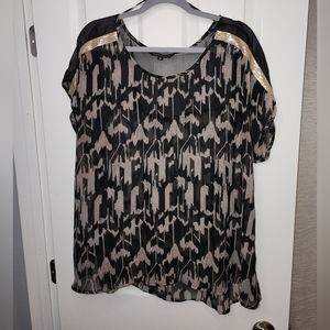 Addition Elle Sheer Printed Blouse